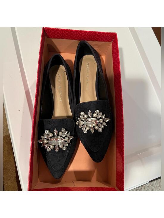 Kelly & Katie Shoes - Kelly & Katie Lovelian Navy Crystal Embellished Loafers Sz 6.5